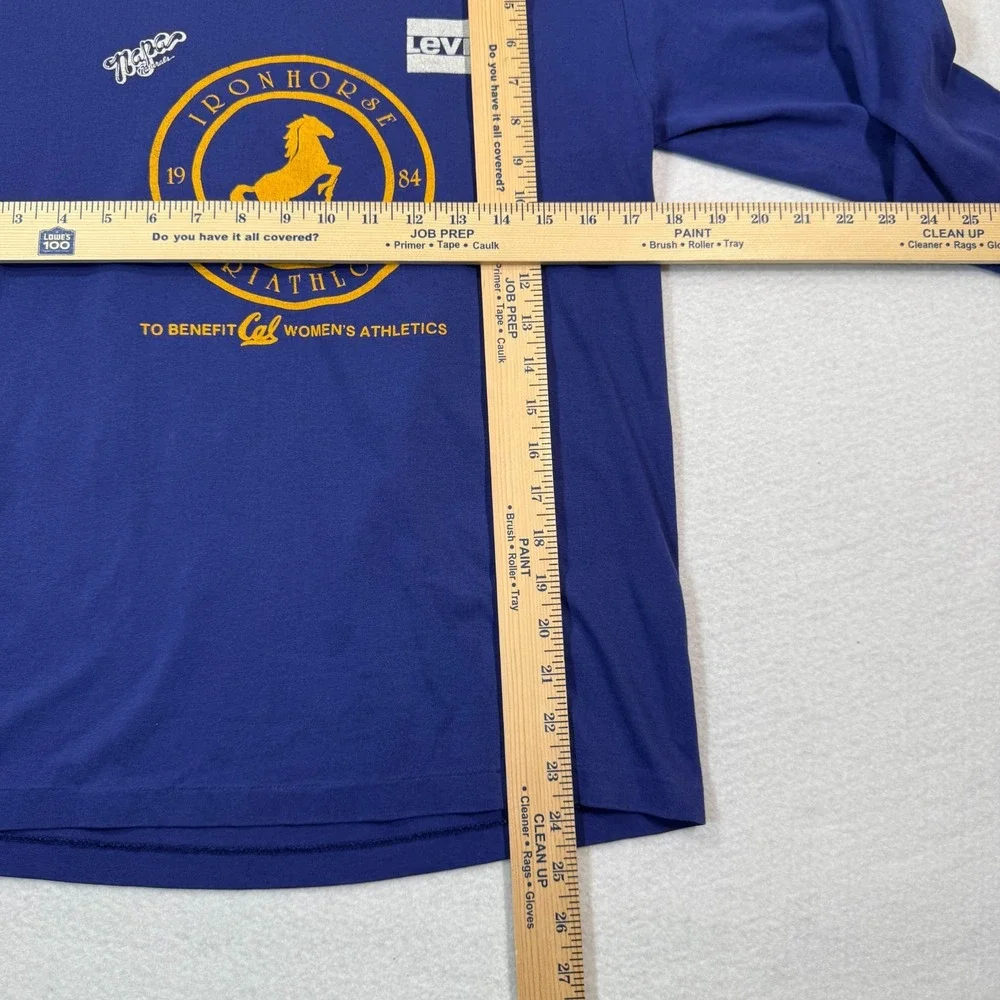 Levis Shirt Men's M Blue USA Made Iron‎ Horse 1984 Triathlon Long Sleeve Cal